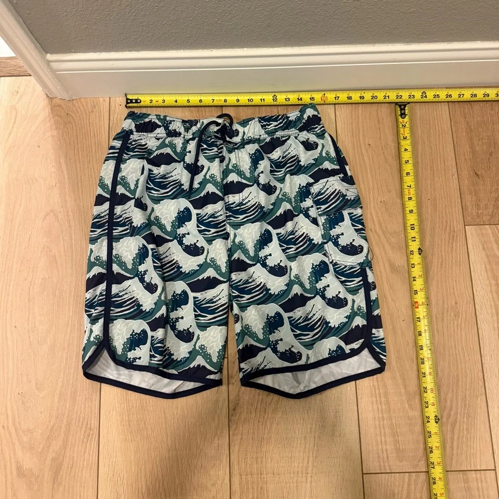 🩳🌊🔥Sovereign Code Mens Swim Shorts XL Wave Print Board Shorts Beach Surf Trunks